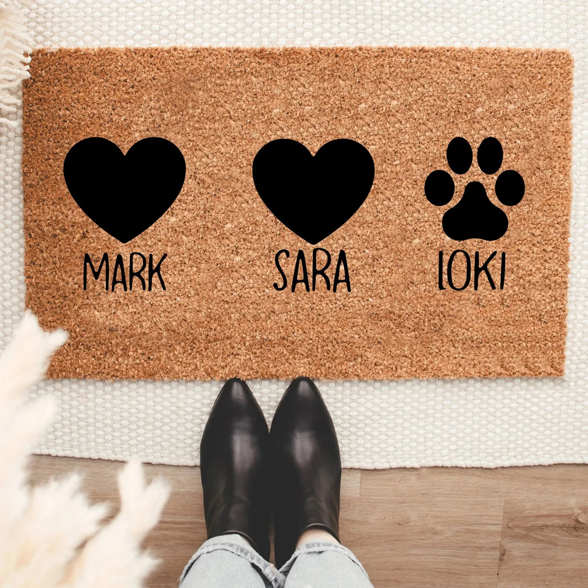 Heart Pet Paw Family Doormat With Cusstom Name Housewarming Gift Door Mat Welcome Pet Doormatfunny Front Doormat Customize Family Name Doormat